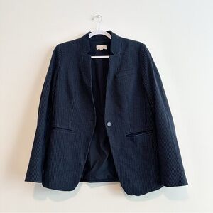 LOFT | Navy Blue Structured Striped Blazer Size 4